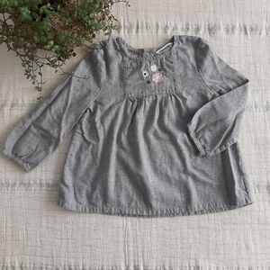 Country Road Grey Embroidered Blouse size 18-24 months